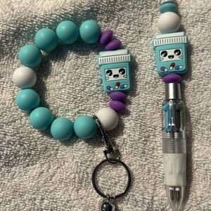 Hand beaded PEN, KEYCHAIN OR WRISTLET, CUP CHARM, AND CAR CHARM (rear view)